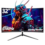 Gawfolk 32 Zoll Gaming Monitor Curved 165Hz, 180Hz PC Bildschirm Full HD 1080P, Rahmenloses 1500R Gebogenes Computer Bildschirm unterstützt VESA