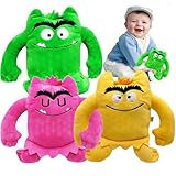 Bukezudang Farbenmonster Plüsch Spielzeug, 3 Stück Buntes Monster Plüschtier, Lernspiel zum Emotionalen Lernen, Geburtstagsgeschenke für Jungen und Mädchen (Rosa, Gelb und Grün)