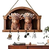 Schlüsselhaken für die Wand – Schlüsselhalter, Wandhalterung, Schlüssel-Organizer mit 4 Haken, rustikale Garderobe, Zimmer- für Flur, Eingang, Wohnzimmer, Tür, Badezimmer, Eingang, Wohnzimmer