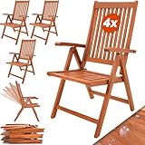 Casaria® 4X Gartenstuhl Klappbar Holz Armlehne FSC®-Zertifiziert 4 Personen 160kg Belastbarkeit 5-Fach Verstellbar Garten Balkon Gartenmöbel Eukalyptus