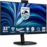 Philips 32B2U3601H 31,5 Zoll WQHD Monitor 100Hz, IPS Panel, 4ms GtG, Adaptive Sync, Höhenverstellung, Lautsprecher, Hello Webcam (2560x1440 HDMI 1x 2.0 (2.1 TMDS) DP USB Hub) Schwarz