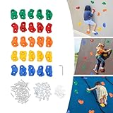 GramStudio 25 Stück Kinder Klettergriffe bunt, Outdoor Kletterwand, Belastbar bis 100kg, Bouldersteine bunt für Spielturm und Kletterwand