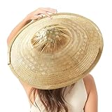 Handgefertigter Sonnenhut aus Bambus Strohhut Durchmesser 42 cm Tiefe 12 cm