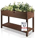 PATKAR® Hochbeet Holz [RÜCKENSCHONENDE HÖHE] - Premium Hochbeet Balkon oder Garten (Made in Europe) - Pflanzkasten Hochbeete-Kit - Kräuterbeet Balkon Hochbeet - Hochbeete für Garten Holz (Braun)