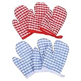 COLLBATH 6 Stück 6 Stück-Pack Ofenhandschuhe Karierte Kleiner Backhandschuhe für Kleine Hände Hitzebeständig Waschbar Kinderfreundlich Küchenzubehör für Junge Mädchen Beim Backen und Kochen