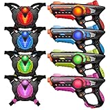 ZIFFY Laser Tag Guns Set mit 4 Westen,Mehrspieler-Lasertag-Schießspiel für Kinder und Erwachsene,Familienspiele für drinnen und draußen,Gruppenaktivität, Geburtstagsgeschenk für Jungen ab 8 Jahren