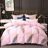 Weiße Gänsedaunenfeder-Steppdecke für King-Size-Betten – Baumwollgitter gesteppt mit Ecklaschen, mittelwarm, Ganzjahres-Bettdecke oder eigenständige Bettdecke (Rosa 1, 220 x 240 cm, 4 kg)