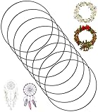 8 Stück 20cm Metallringe zum Basteln, Metallring Schwarz, Dekoring zum Aufhängen, Drahtringe zum Basteln für Wickeltechnik Traumfänger Floristik Hochzeitskranz Weihnachtsdekoration
