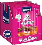 Vitakraft Cat Stick Classic, Katzensnack, fleischige Mini-Sticks, mit Truthahn und Lamm, in Vorratsgröße, ohne Zusatz von Zucker und Getreide (10x 36g)