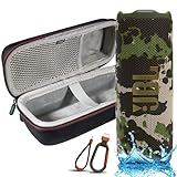 JBL Flip 7 Tragbarer Bluetooth-Lautsprecher, IP68 wasserdicht, staubdicht, sturzsicher, PushLock-System, AI-Sound-Boost, 16H Akku, Megen Hardshel Schutzhülle (Camo)