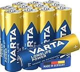 VARTA Batterien AA, 12 Stück, Longlife Power, Alkaline, 1,5V, ideal für Spielzeug, Funkmaus, Taschenlampen, Made in Germany