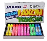 Honsell 47408 - Jaxon Ölpastellkreide, 12er Set, 2 x 6 Neon-Farben im Kartonetui, brillante, lichtechte Farben, für Künstler, Hobbymaler, Kinder, Schule, Kunstunterricht, frei von Schadstoffen