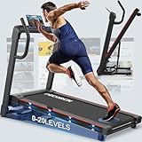 Decorcn Laufband für Zuhause - 7 PS, bis 18 km/h. Profi Große Lauffläche Laufband Klappbar, 20 Neigungsstufen Leise Walking Pad mit interaktivem LCD-Display & Bluetooth, bis 180 kg