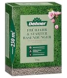 Dehner Frühjahr- und Starter-Rasendünger, hoher Stickstoffanteil für frisches Grün nach dem Winter, unterstützt Wurzelbildung/tiefgrünes Wachstum, ideal nach dem Vertikutieren, 5 kg für ca. 250 m²