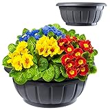 KADAX Blumenschale, runde Pflanzschale, Pflanzkübel aus Kunststoff, wetterfester Blumenkübel für Außen, Blumen, Pflanzen, Garten, Balkon, Deko, Blumentopf, frostsicher, Pflanzgefäß (20 cm, anthrazit)