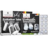 CLENESSO Power Pflegeset 2 Phasen Reinigungstabletten (40 Stück) + Entkalkungstabletten Kaffeevollautomat (50 Stück) – Kompatibel mit Jura, Siemens, Krups, uvm. – für optimale Pflege