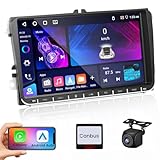 [4G+64G] Hikity Android 13 Autoraido für VW Golf 5 Golf 6 Passat B6 EOS Touran Polo Wireless Carplay Android Auto 9 Zoll Radio Navi mit 32EQ FM/RDS GPS WIFI Bluetooth 1280*720 Pixel MIC Rückfahrkamera