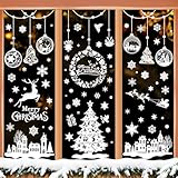 Fensterbilder Weihnachten Selbstklebend, 244 Weihnachtsdeko Fenster Wiederverwendbar PVC Fensteraufkleber, Weiß Fenstersticker Weihnachten Deko Groß Fensterbild Winter für Glas Tür Fensterdeko