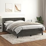 ULUYYUC Boxspringbett, Gartenbett Palettenbett Schlafbett Familienbett Geeignet für Wohnbereich Wohnzimmer Zimmer Mieten Arbeitszimmer mit Matratze Dunkelgrau 140x200 cm Samt