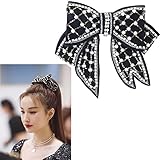 JKQBUX Glitzer-Haarschleifen, Haarspangen, niedlich, Samt, Schleife, Perlen, Haarschmuck für Damen und Mädchen