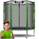 Neo-Sport Trampolin Für Kinder Outdoor Garten Mit Externem Sicherheitsnetz 140 cm 4,5 ft Schwarz Grün