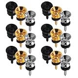 Toyvian 24 Stück Gitarrengurtverschlüsse aus Metall mit Anti Rutsch Pads Sicheres Verriegelungssystem für Akustik E gitarren Bass und Ukulele Gurtendstifte für Bühnenauftritte