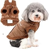 Zunea Hunde Wintermantel für Kleine Hunde Scheren Fleece Hundejacke Mantel Warme Welpen Bekleidung Weiches Haustierweste mit D-Ring Winddicht Kaltes Wetter Kleidung für Chihuahua Yorkie Braun M