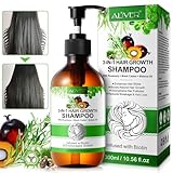 3 in 1 Rosmarin Shampoo für Haarwachstum, 300 ml Bio Haarwuchsshampoo mit Rosmarinöl, Rizinusöl und Batanaöl, Biotin Rosemary Shampoo gegen Haarausfall, Sanfte Reinigung, Nährt die Kopfhaut