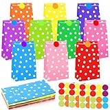 Papiertüten, 40 Stück Geschenktüten Papier Bunt mit 48 Aufkleber, Kraftpapier Tüten für Kindergeburtstag Hochzeiten Partys Weihnachten Geschenk, 24 x 13 x 8 cm, 10 Farben