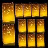 12 Stück Papier Lichttüten weiße Lichtertüten Papier Lichttüten Weihnachten Kerzentüten Lichtertüten Candle Bags für Dekoration, Geburtstag, Weihnachten, Straßenfest, Hochzeit (A)