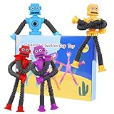 Ainiv 4 Stück Teleskop-Saugnapf Roboter Spielzeug, Sensorisches Roboter Spielzeug, Telescopic Suction Cup Roboter Toy, Lustiges Pädagogisches Stressabbau-Spielzeug für Kinder und Erwachsene