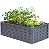 Ohuhu Hochbeet Metall Pflanzenbeet 180x90x60 cm, Wetterfestes Stahlblech Hochbeet für Gemüse Extragroße, Gemüsebeet Pflanzkasten Frühbeet Gartenbeet Pflanzkübel Blumenkasten für Garten