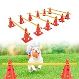 Suusolny 6er Sports Steckhürdenset Höhenverstellbar Agility Hürden Steckhürden Set für Kinder Hunde Agility Training Koordinationstraining,Ink.12 Kegel + 6 Stangen