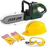 TONZE Kinder Werkzeuge Set Kettensäge Kinderwerkzeug Kinder Spielzeug ab 3 Jahre, Motorsäge Kinder Bauhelm Kinder Schutzbrille, Gartenspielzeug Geschenk Junge Mädchen 3 4 5 6 Jahre kinderspielzeug