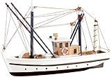 Playtastic Schiffbausatz: 40-teiliger Schiff-Bausatz Fischkutter aus Holz (Bausatz Boot Kinder, Schiffsmodell, Modellbau Schiffe selber Bauen)