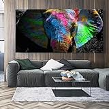 Graffiti-Kunst, Elefantengemälde, Wandkunst, Poster und Drucke, bunte Tiere, Leinwandbilder für Kinderzimmer, Dekoration, 40 x 80 cm (16 x 31 Zoll), rahmenlos