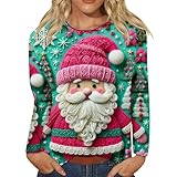 Weihnachts-Sweatshirt für Damen, niedliches 3D-Grafik-Sweatshirt, lustige Geschenke, langärmelig, Pullover, Tops, Damenbekleidung, Damen-Sweatshirt mit Reißverschluss, rose, S