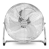 TROTEC Bodenventilator TVM 18 – 100 Watt, Neigungswinkel 110°, 3 Stufen, Ø 45 cm, kippfester Stand, leise, Silber