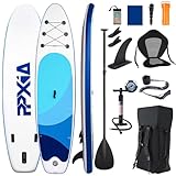 Stand Up Paddling Board mit Sitz, Aufblasbare SUP Board Surfboard Tragkraft bis 200Kg, Paddelboard Surfboard Zubehör für Anfänger Erwachsene Kinder (Blau, 320 x 82 x 15 cm)