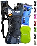 SASMO® Trinkrucksack (Blau) mit Thermofach | Trinkrucksack Laufen - Ultraleicht 300g & 6L | Laufrucksack mit Trinkblase 2l, BPA-Frei | Rucksack mit Trinkblase & Reflektoren | Laufen, Fahrradfahren