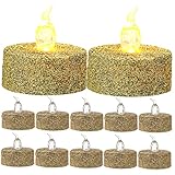 BESPORTBLE 12 Stück Elektronisches Kerzenlicht flammenlose teelichter LED-Kerzenlampe Kerzen batteriebetrieben LED teelichter flammenlose kerzen leuchten Kerzenlichter Knopfbatterie Golden