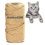 OurTop Sisalseil für Kratzbaum, 6MM X 60M Sisal Seil kratzbaum Katzen Natürlich Sisal Seil Natur Kratzbaum Seil für Katzen, Kratzbaum, Kratzseil, Haushalt, Garten, DIY, Dekoration