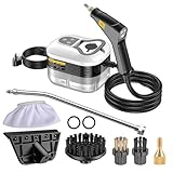 Dampfreiniger, 2500W Dampfreiniger Handgerät, 1200ml Tragbarer Hochdruck Dampfreiniger mit 3 Bürstenköpfen, 6 Einstellbare Geschwindigkeiten für Boden, Küche, Fenstern,Badezimmern, Autos