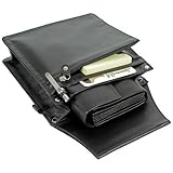 XXL Profi Holster Halfter ECHT Leder KELLNERHOLSTER Gastronomie KELLNERTASCHE GÜRTELTASCHE KELLNERHALFTER SCHWARZ MIT GROSSEN REISSVERSCHLUSSFACH