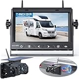 VASTEND Rückfahrkamera Kabellos Solar Magnetische Rückfahrkamera Funk mit 10000mAh Akk, 7' Drahtlose Rückfahrkamera, IP69 Wasserdichter, DIY Installation, für Wohnwagen, LKW, Auto, Wohnmobil(VS-7A)