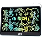 Bunte LCD Schreibtafel, 16 Zoll Große Zeichentafel Elektronischer Drawing Pad mit Sperr-& Löschfunktion, Augenschutz-Kritzelblock, Spielzeug & Geschenke für Kinder & Erwachsene zu Hause, Schule - Blau