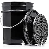 detailmate Black&White Set | Magic Bucket Wasch Eimer 20 Liter/5GAL + Schmutzsieb + Deckel schwarz | Zubehör für die professionelle Auto Handwäsche | Ideal für Autowäsche Autopflege