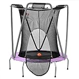 Kindertrampolin Indoor und Outdoor, 147x147x157 cm mit Sicherheitsnetz, Gartentrampolin für Kinder ab 3 Jahre, Geschenk für Geburtstag und Weihnachten