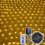 SUBTLETY 6x4m Lichterkette Netz Außen 480 LEDs Weihnachtsbeleuchtung mit 8 Leuchtmodi Wasserdichte IP44 Lichtstränge Solar/USB-Betrieben Lichterketten für Weihnachten Ostern Halloween Hochzeit