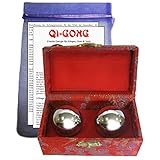 3-tlg Qi Qui Gong Kugel PAAR Meridian Massage REFLEXZONEN Klangkugeln - Energie - Harmonie - Meditation - Entspannung…Sofort spürbar - Silber ca. 3,4 cm für Frauen Hände. 82370-SI35